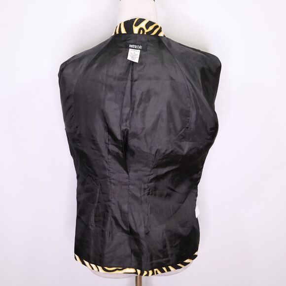 Metro Style Jacket Womens 6 Animal Print Linen Cotton Blend Snaps Lined Vintage - Picture 11 of 14